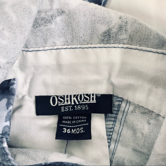 OshKosh B'gosh Toddler Boy Blue Insects Print Shortalls - Kids Clothes - Picture 5 of 5